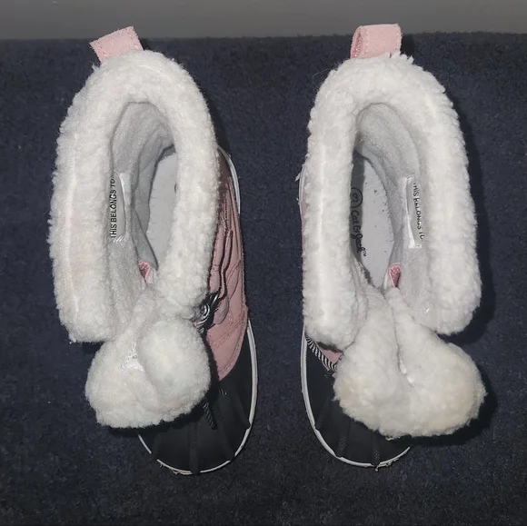 Cat & Jack Pink and Black Girl Winter Waterproof Snow Boots Size 13 Little Girls - Picture 3 of 15